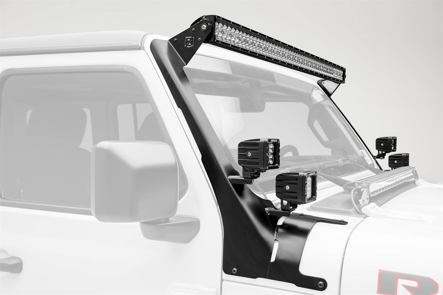 Zroadz Z374831-Bk4 Front Roof Led Light Bar Bracket Fits Gladiator Wrangler (Jl)