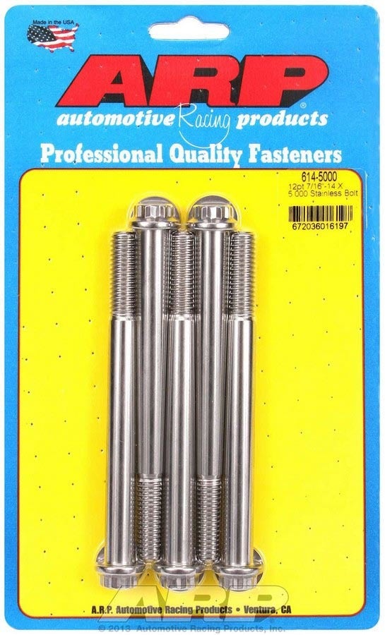 Autoracing Products 614-5000 S/S Bolt Kit - 12Pt. (5) 7/16-24 X 5.000 Autoracing