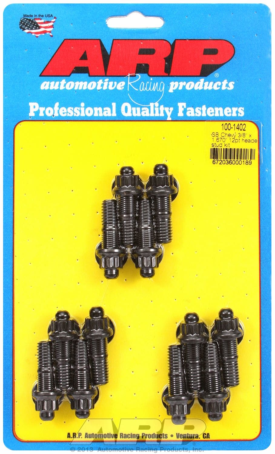 Arp 1001402 Header Studs With 12-Point Nuts, Chrome Moly Steel With Black Oxide