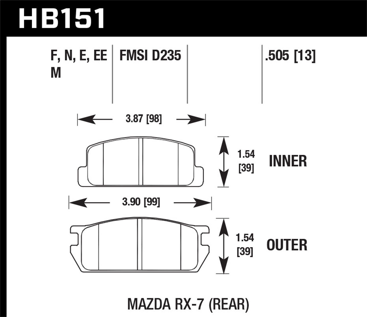 Hawk Performance Hb151e.505 Blue 9012 Disc Brake Pad Fits 81-85 Rx-7   Blue 9012