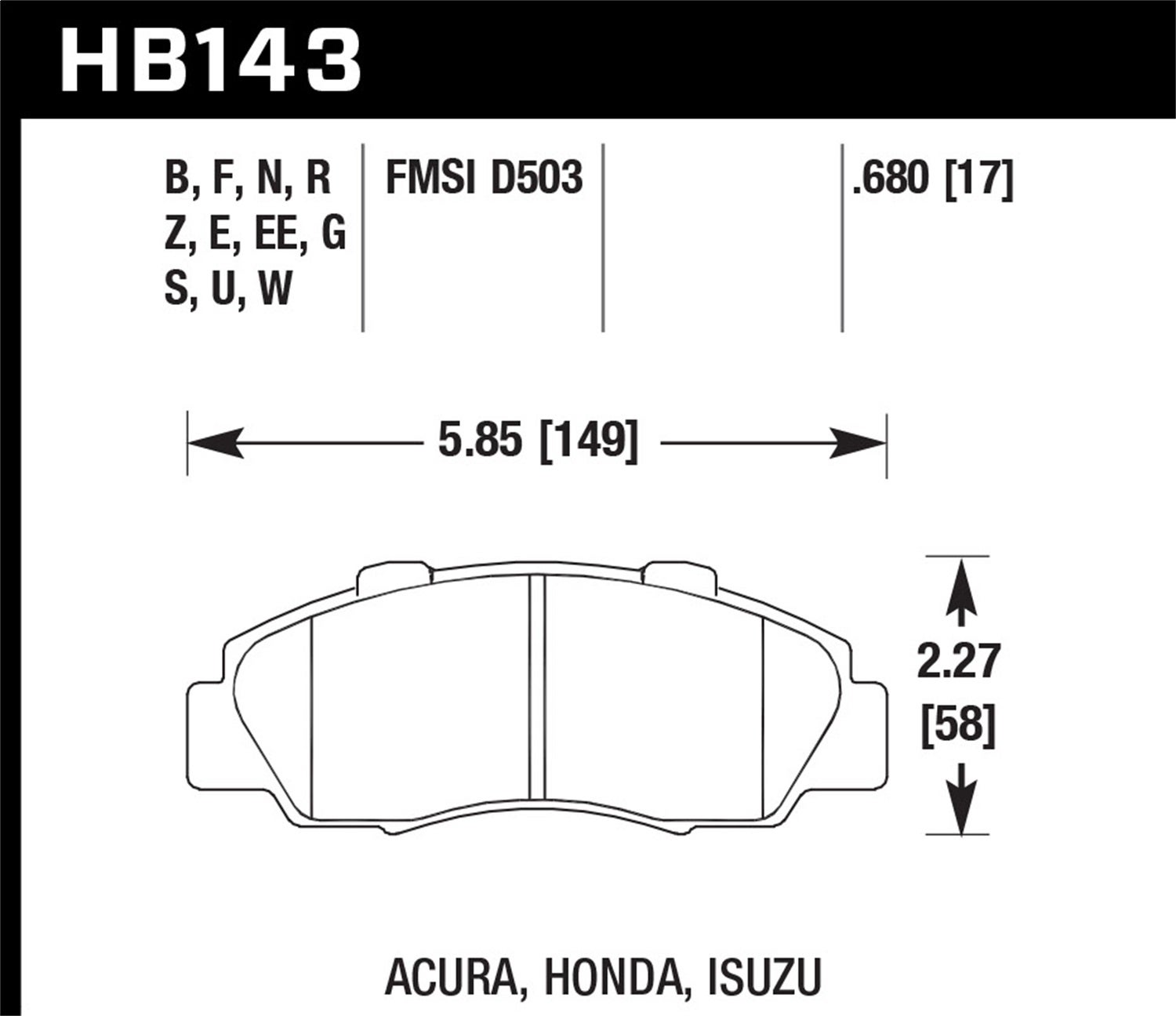 Hawk Performance Hb143b.680 Hps 5.0 Disc Brake Pad   Hps 5.0 Disc Brake Pad