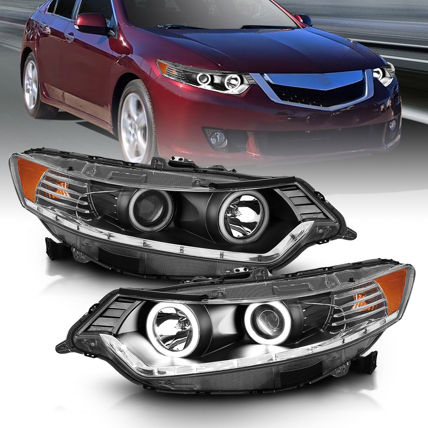 Anzo Usa 121393 Projector Headlight Set W/Halo Fits 09-12 Tsx   Projector
