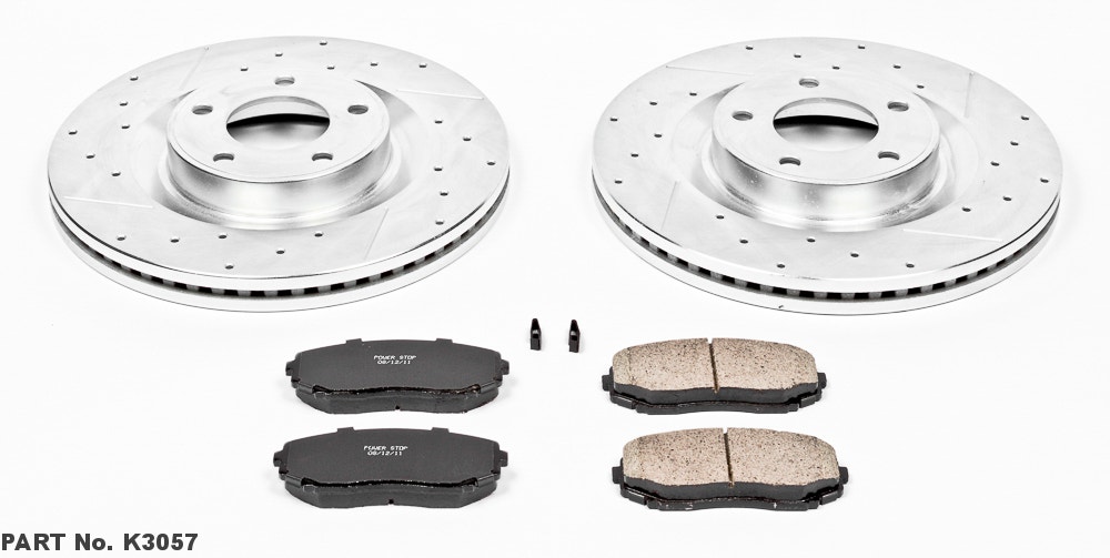 Power Stop K4744 Rear Z23 Carbon Fiber Brake Pads With Drilled & Slotted Brake