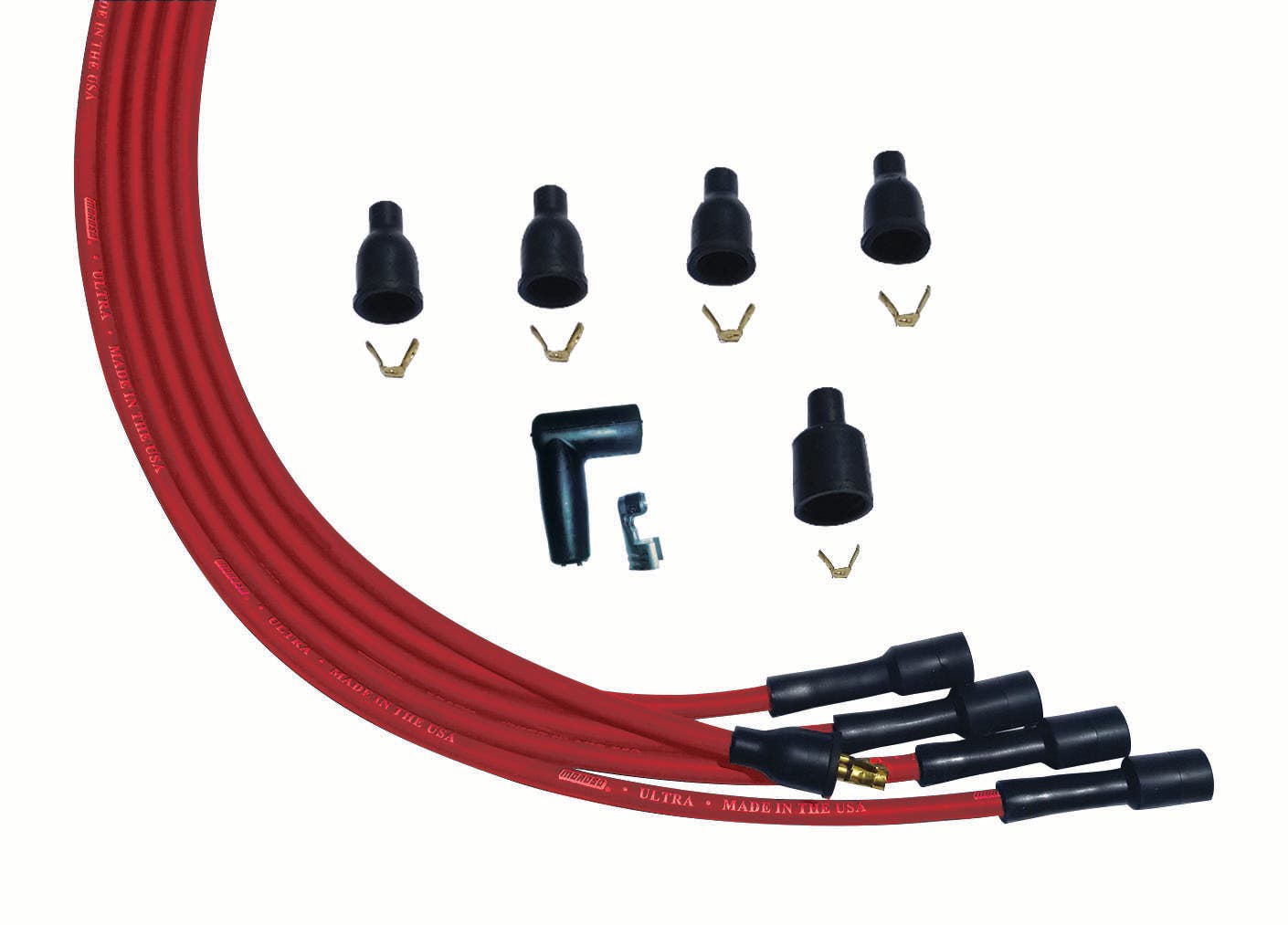 Moroso 52004 Ultra Series Universal 4 Cylinder Red Spark Wires, Straight Plug