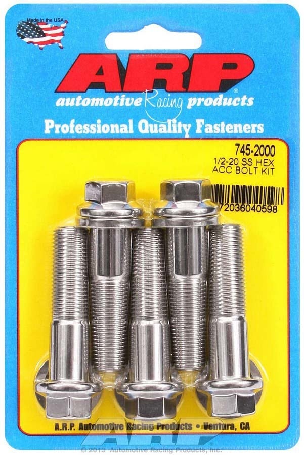 Arp 745-2000 1/2-20" X 2.000 Uhl 6-Point Stainless Steel Bolt Kit - 5 Piece Arp