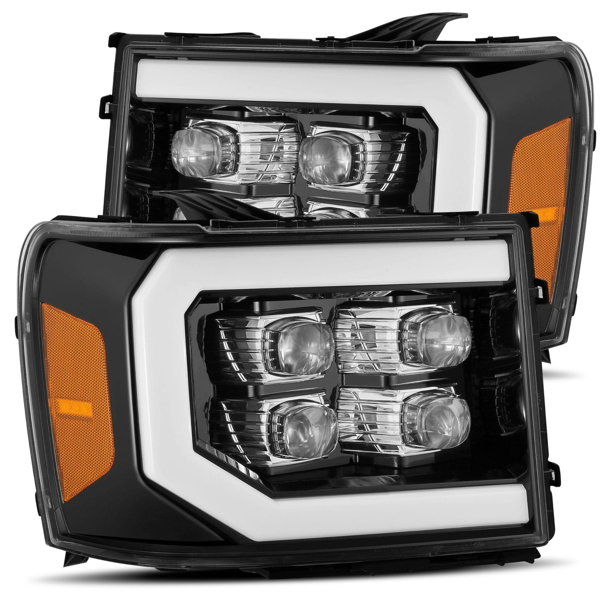 07-13 Gmc Sierra Led Projector Headlights Plank Style Design Chrome W/ Drl 07-13
