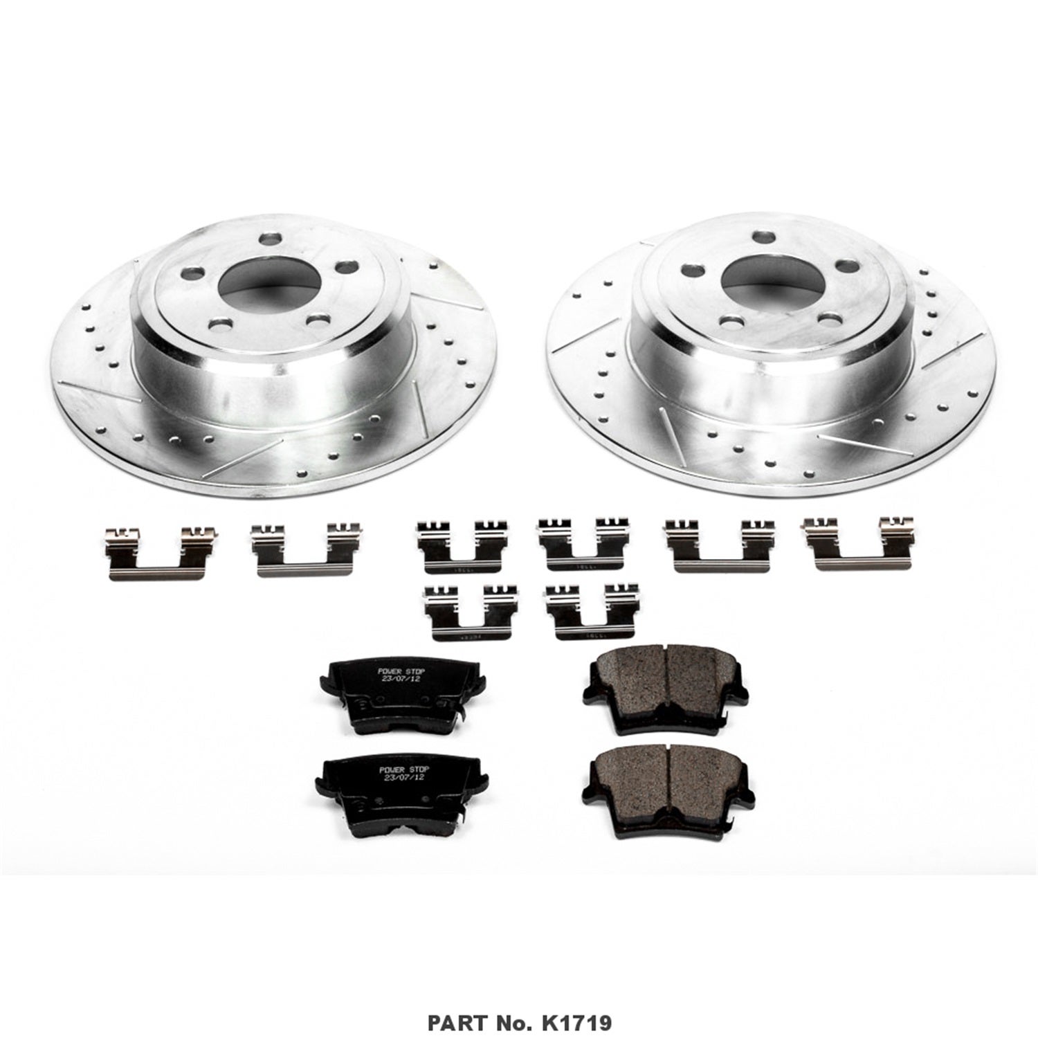 Power Stop K1719 Rear Z23 Carbon Fiber Brake Pads With Drilled & Slotted Brake