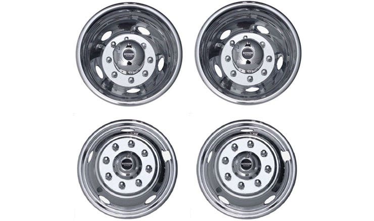 Pacific Dualies 32-1950A Polished 19.5 Inch 8 Lug Polished Stainless Steel Wheel