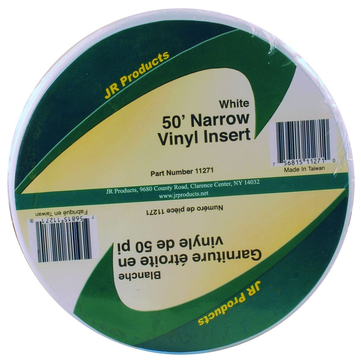Jr Products 11271 White 50 Foot Narrow Vinyl Insert   Trim Molding Insert;