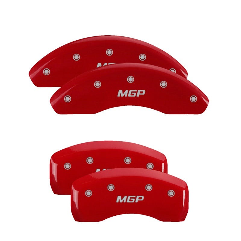 Mgp Caliper Covers 26222Smgprd Mgp Red Powder Coat Finish, Silver Characters,
