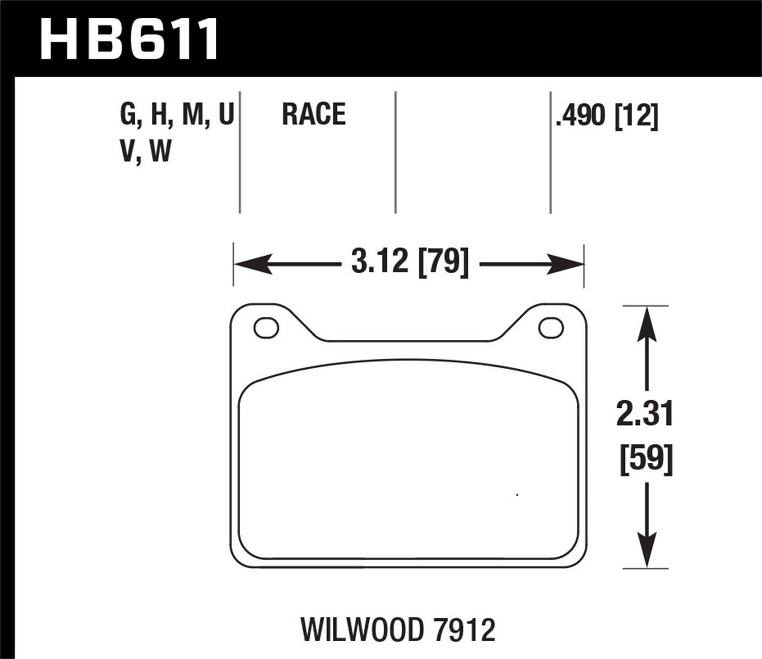 Hawk Performance Hb611g.490 Dtc-60 Disc Brake Pad   Dtc-60 Disc Brake Pad