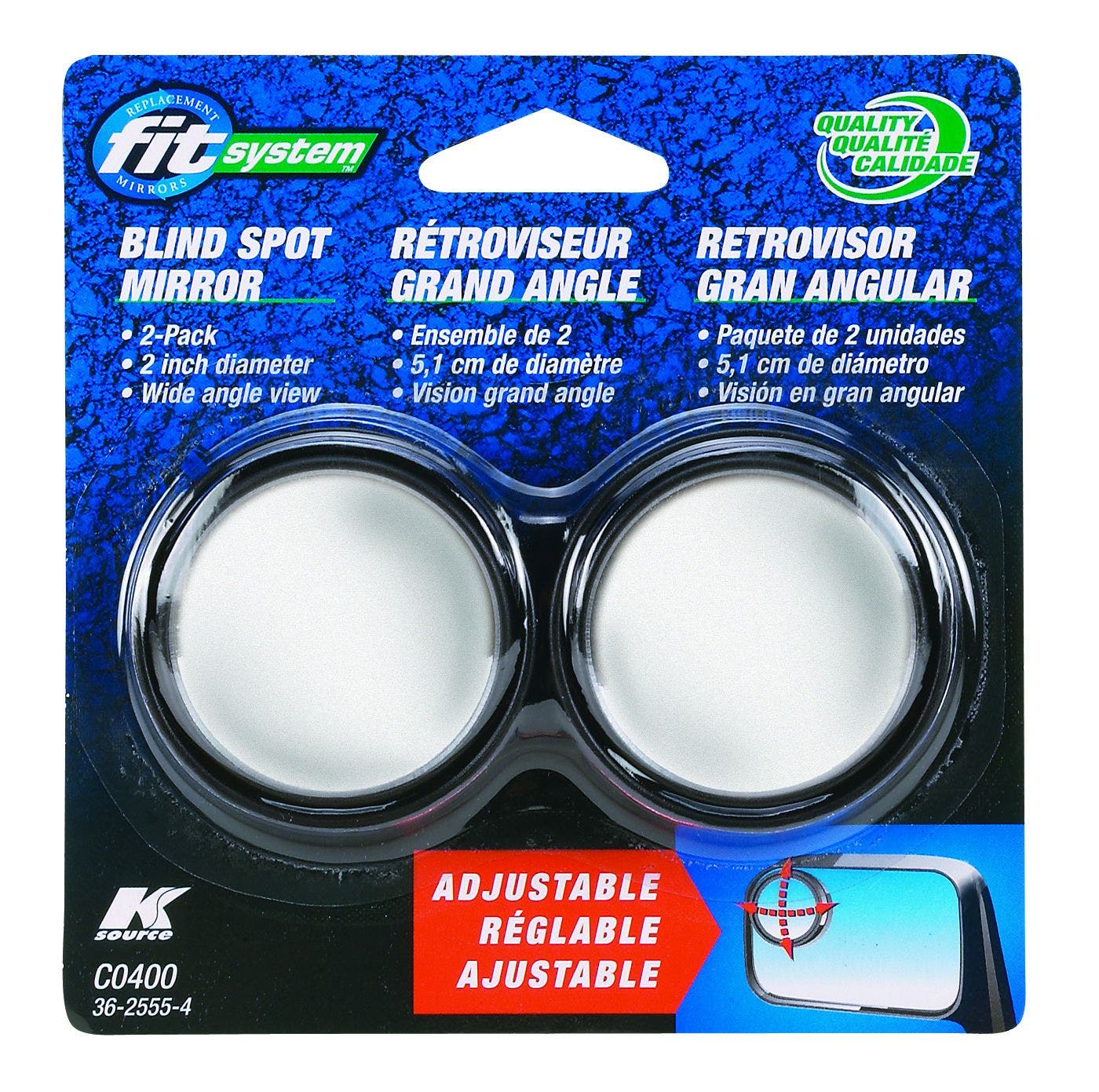 Fit System C0400 Driver Passenger Side Stick-On Adjustable Blind Spot Mirrors –