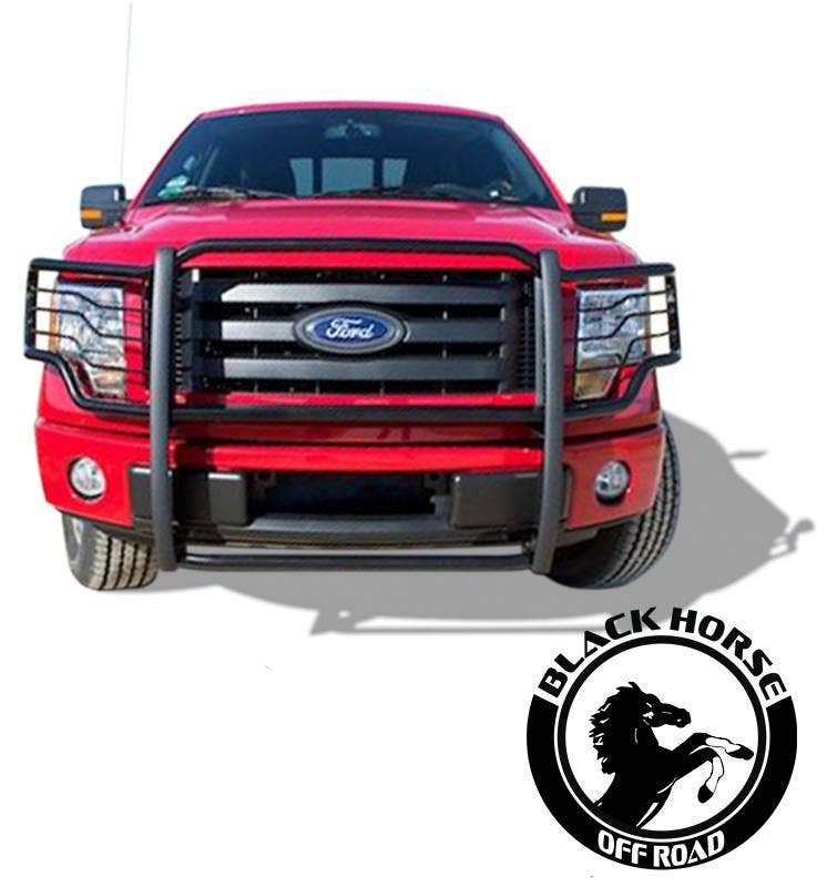 Black Horse Off Road 17Fp32ma-Plr Black Grille Guard With Set Of 7 Red Led