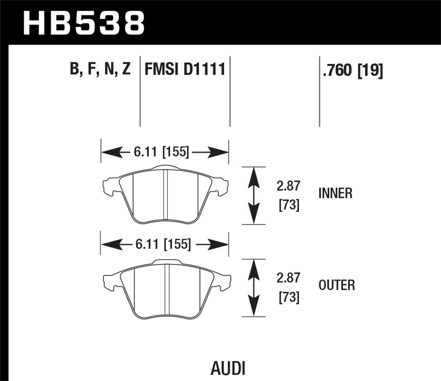 Hawk Performance Hb538b.760 Hps 5.0 Disc Brake Pad   Hps 5.0 Disc Brake Pad