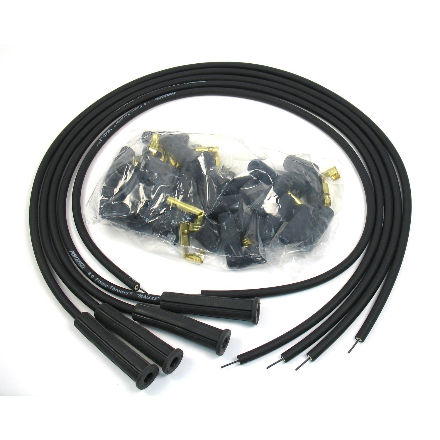 Pertronix 804280 Flame-Thrower Black Universal 180 Degree 8Mm 4 Cylinder Spark