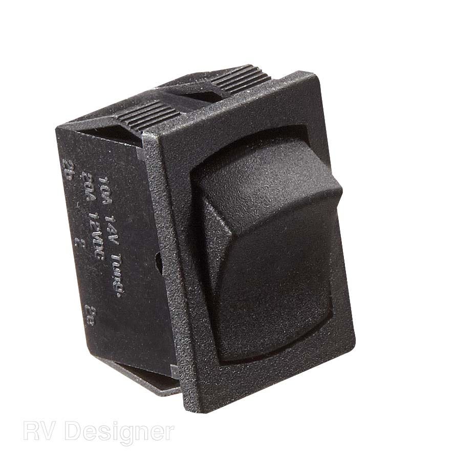 Rv Designer S441, Rocker Switch, 5 Amp, Momentary On / Off, Spst, Black, Dc