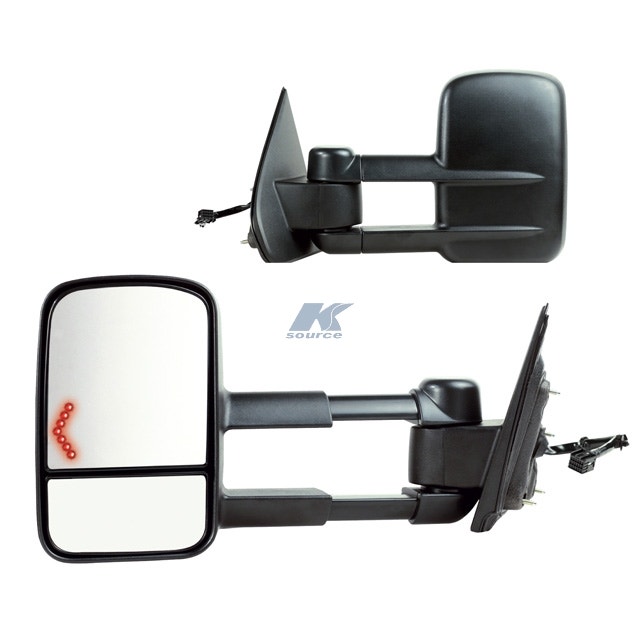 Fit System Towing Mirror Pair For Silverado/Sierra, 2500, 3500, Txt Black, Led