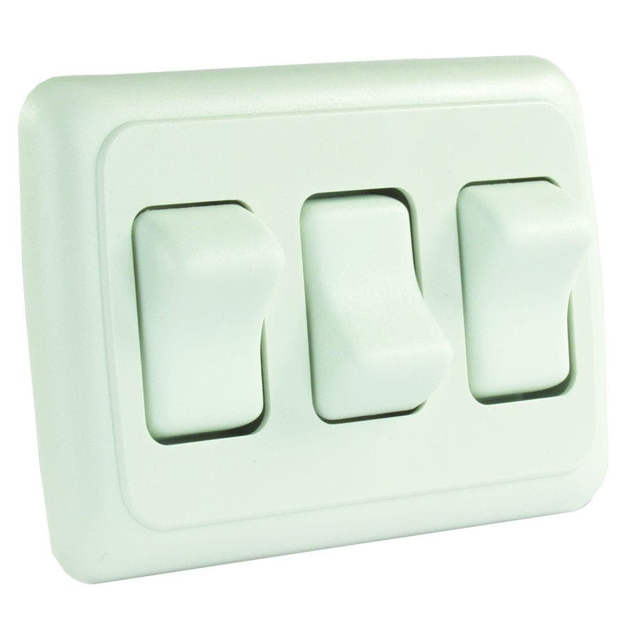 Jr Products 12025 White Triple Spst On-Off Switch With Bezel   Multi Purpose