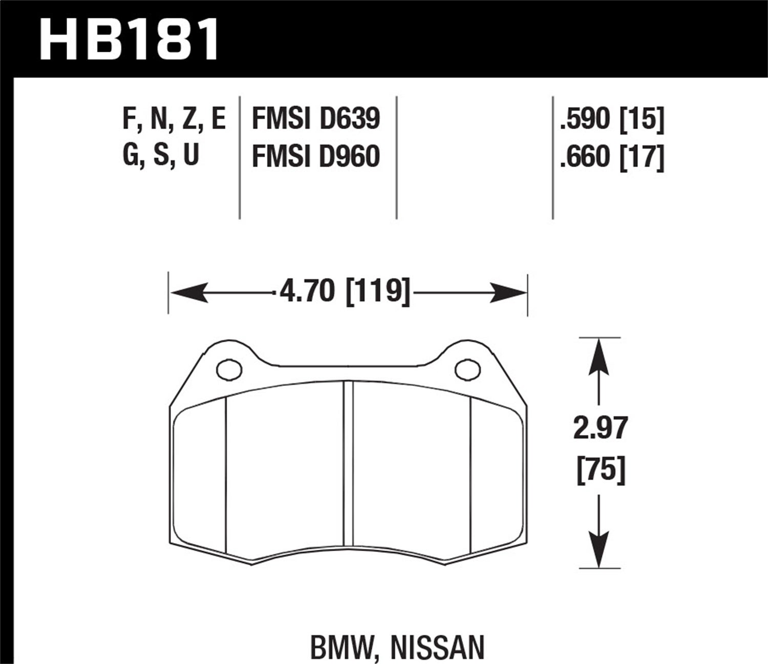 Hawk Performance Hb181f.660 Hps Disc Brake Pad   Hps Disc Brake Pad