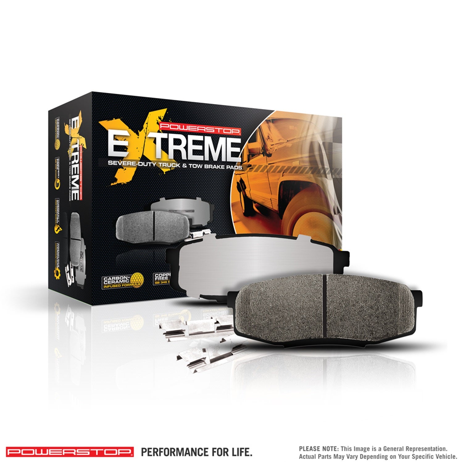 Power Stop Z36-909 Front Z36 Truck And Tow Brake Pads Power Stop  Front Z36