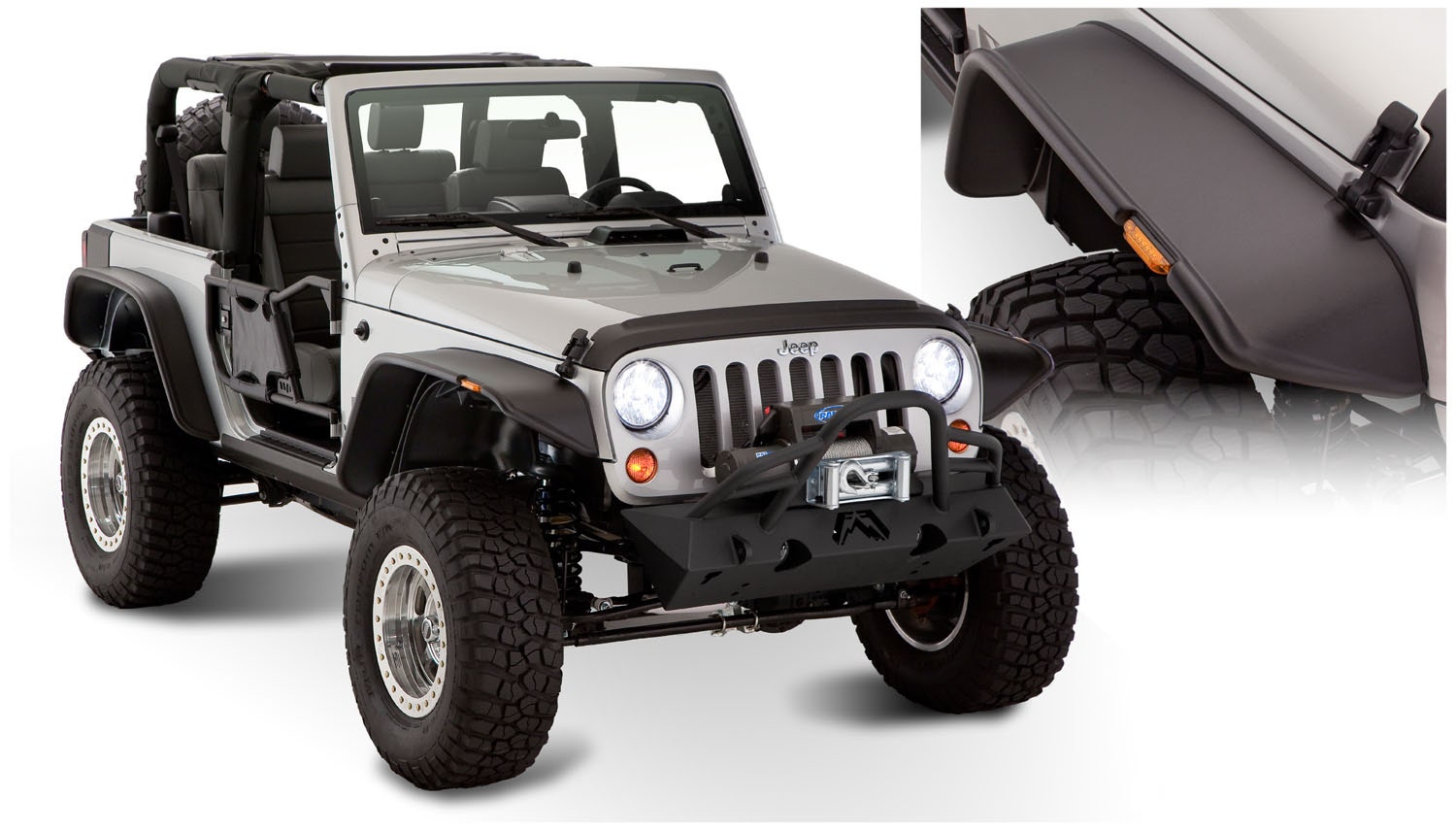 Bushwacker 10919-07 Flat Style Fender Flares Fits 07-18 Wrangler (Jk)   Fender