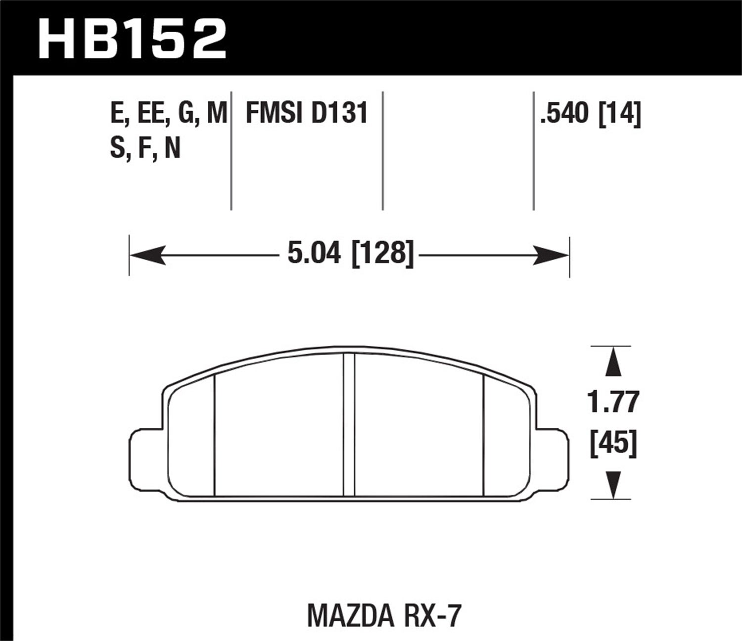 Hawk Performance Hb152f.540 Hps Disc Brake Pad Fits 76-91 Cosmo Rx-7   Hps Disc