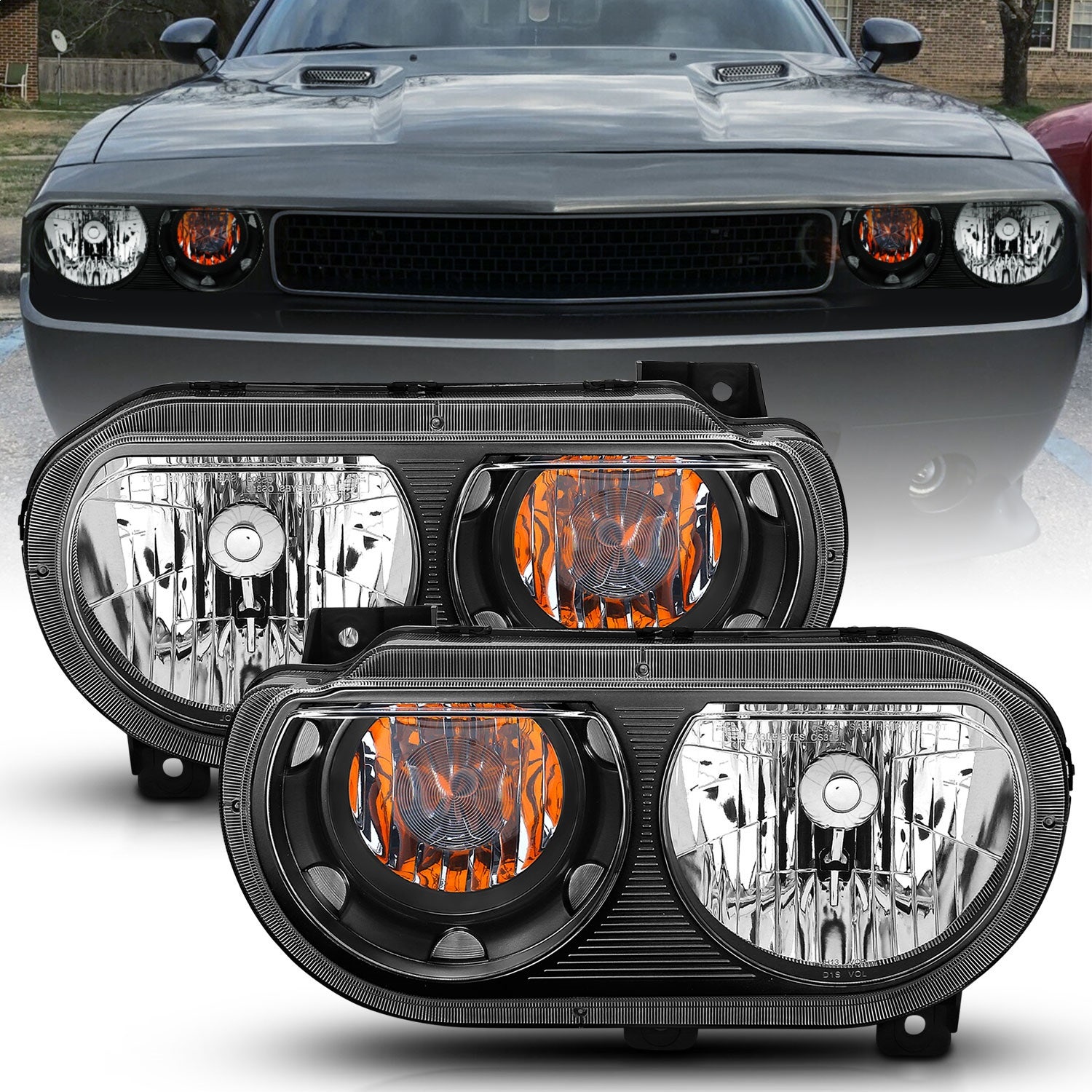 Anzo Usa 121526 Crystal Headlight Set Fits 08-14 Challenger   Crystal Headlight