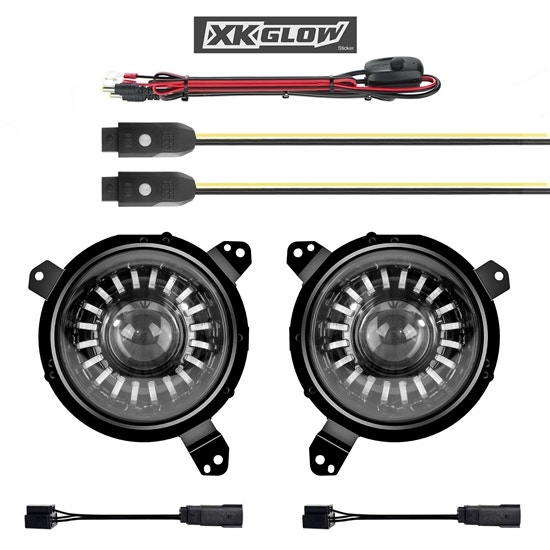 Xk Glow Xk-7In-Jp-Kit-Jl Rgb Jeep Jl Headlight Kit   Rgb Jeep Jl Headlight Kit