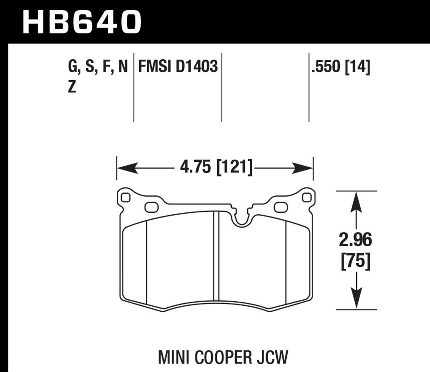 Hawk Performance Hb640n.550 Hp Plus Disc Brake Pad Fits 09-15 Cooper   Hp Plus