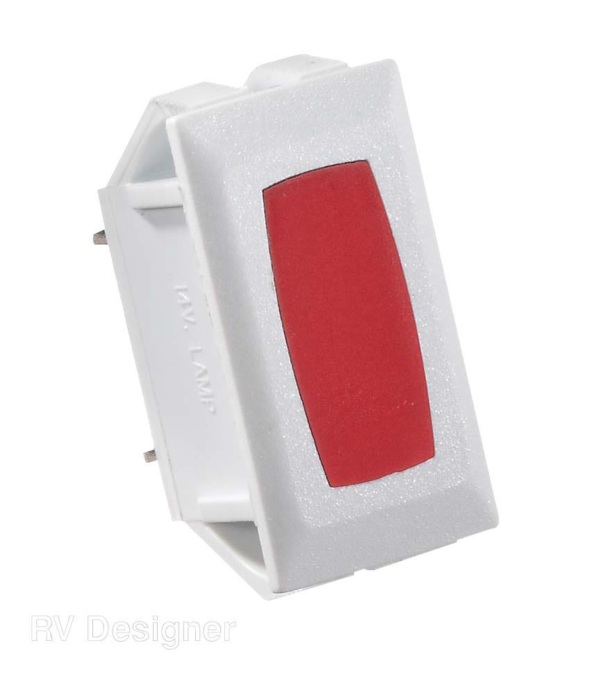 Rv Designer S365, Rocker Switch, Indicator Lights, White W/ Red, Dc Electrical
