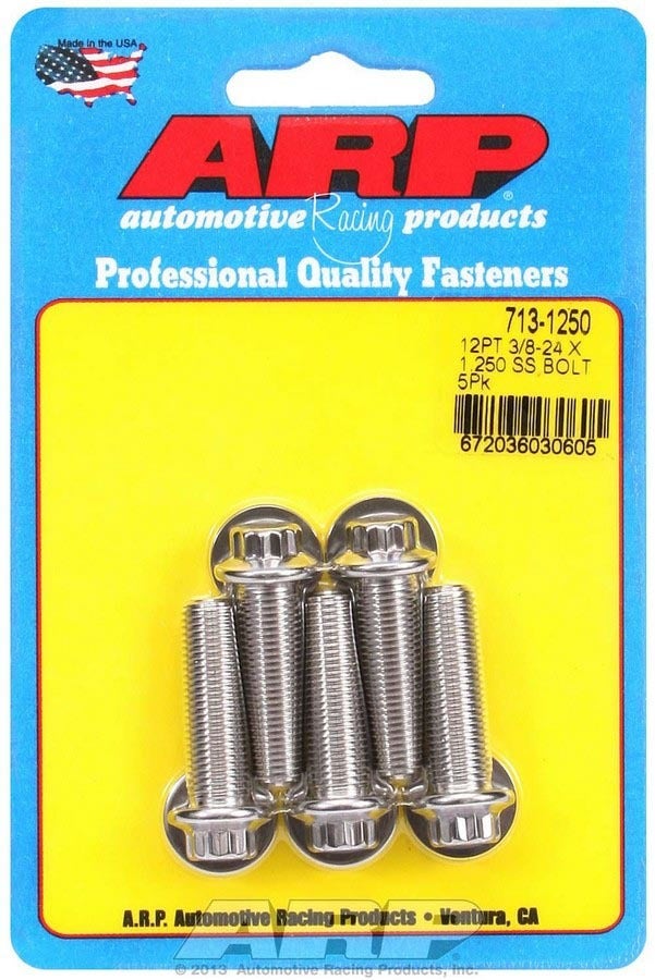 Arp 713-1250 Stainless Steel 3/8-24" Fine Rh Thread 1.250" Uhl 12-Point Bolt