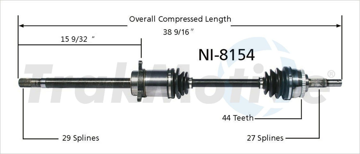 Trakmotive Cv Axle Shaft P/N:Ni-8154  Cv Axle Shaft P/N: