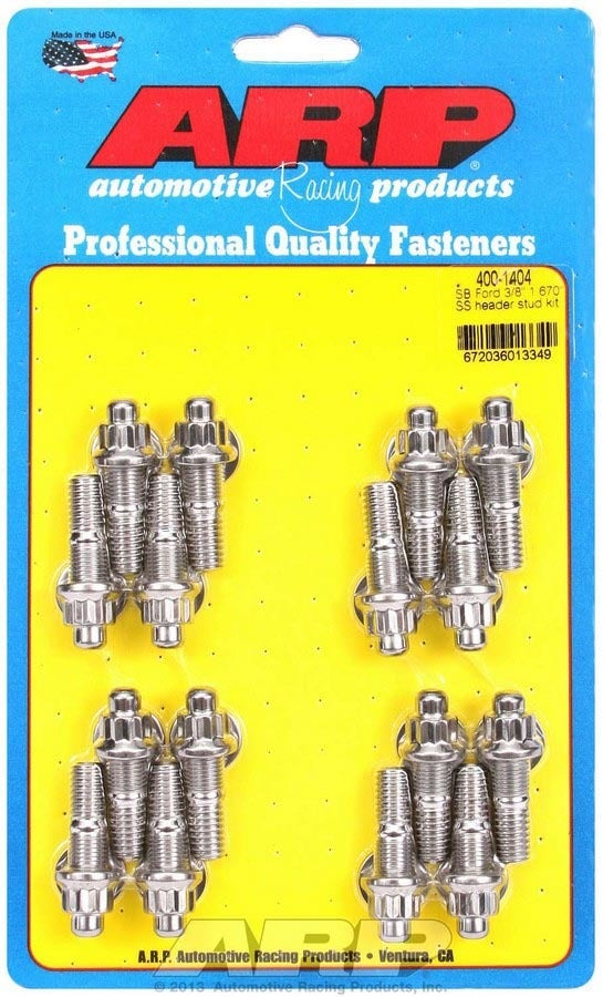 Arp 4001404 Header Studs With 12-Point Nuts, Polished Stainless Steel, Set Of