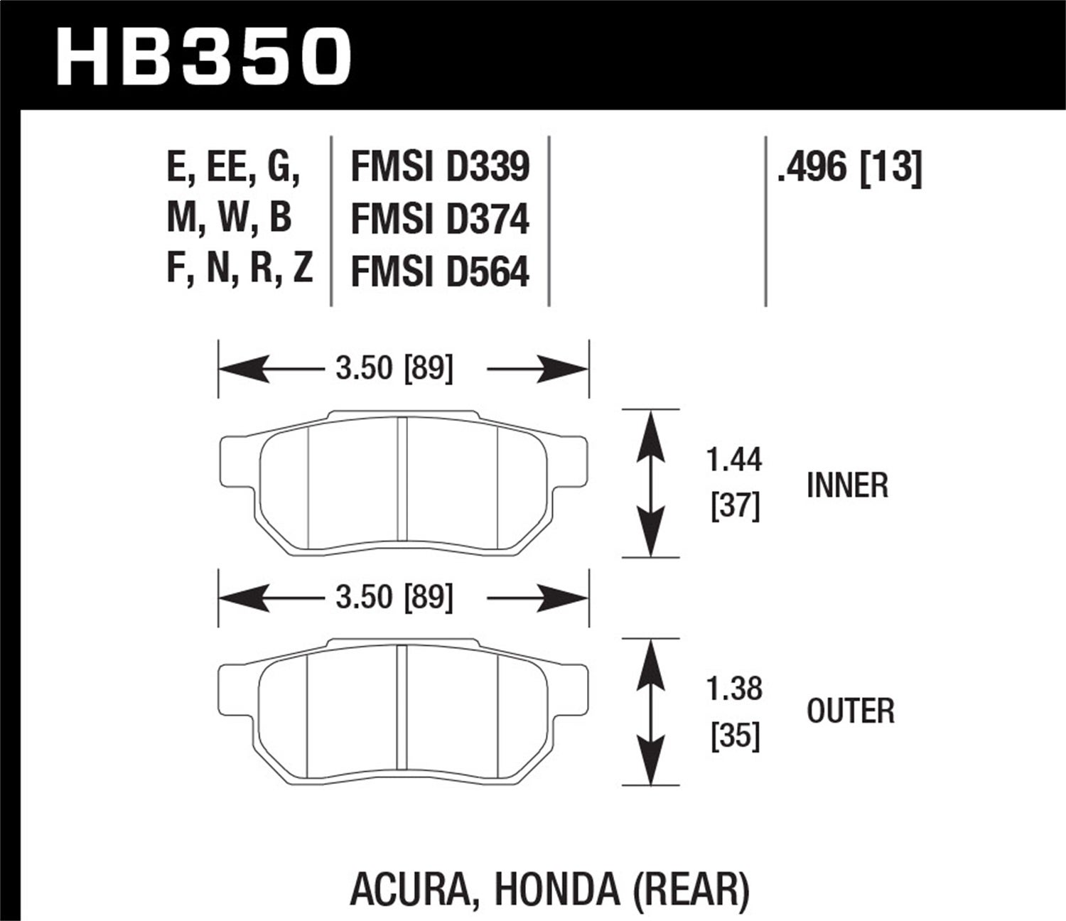 Hawk Performance Hb350b.496 Hps 5.0 Disc Brake Pad   Hps 5.0 Disc Brake Pad