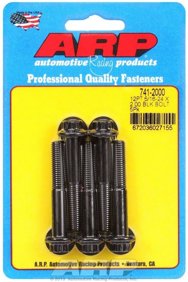 Automotive Racing Products 741-2000 5/16-24X2.000 12P Blk Oxide Blts Automotive