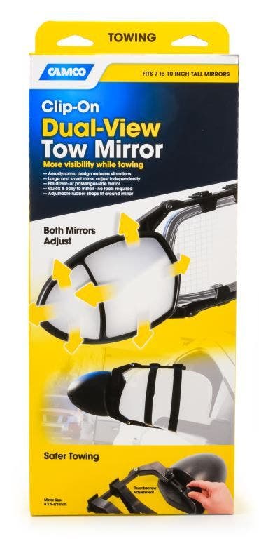 Camco 25653 Universal Clamp-On Towing Mirror (Dual View)   Exterior Towing