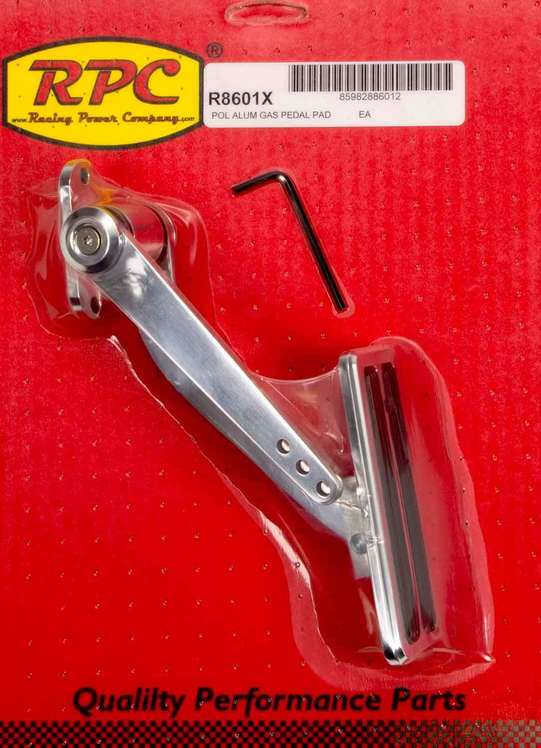 Racing Power Company R8601x Polished Aluminum Gas Pedal With Aluminum Pad Arm
