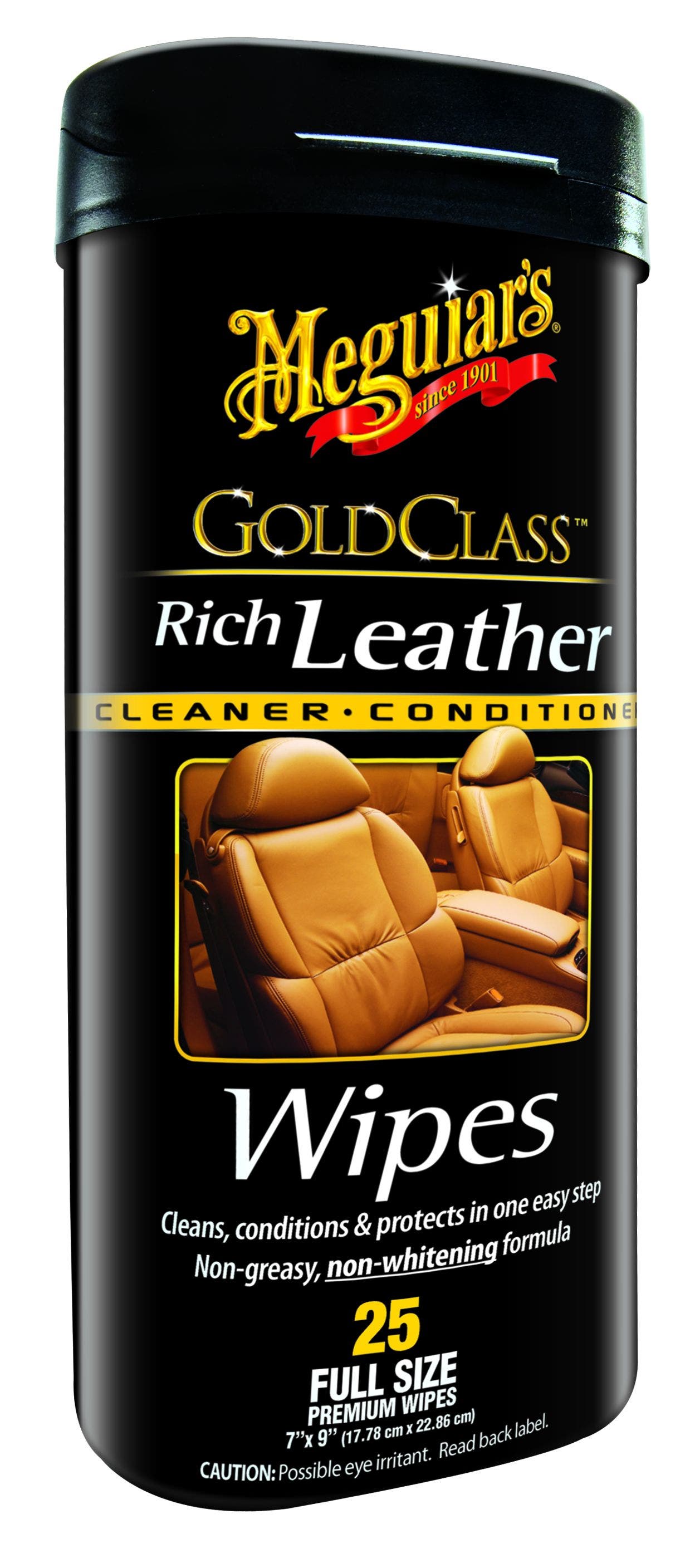 Meguiar's G10900 Gold Class Rich Leather Wipes, 25 Wipes Meguiar S  Gold Class