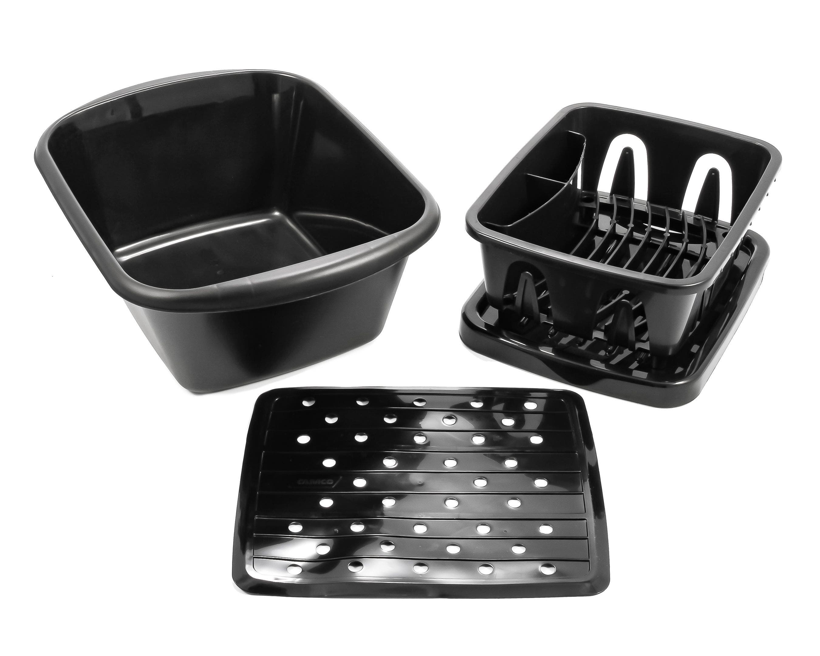 Camco 43518 Black Sink Kit With Dish Drainer, Dish Pan And Sink Mat   Dish Pan;