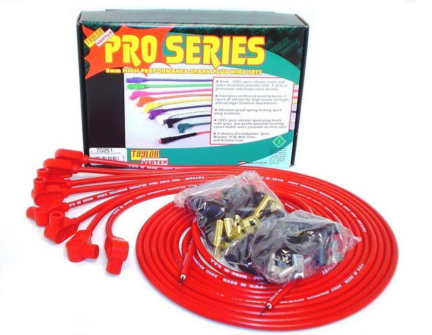 Taylor Cable 70251 8Mm Pro Wire Ignition Wire Set   Spark Plug Wire Set Pro Wire