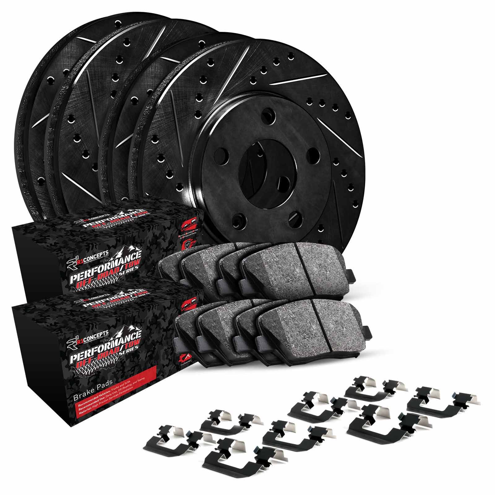 R1 Concepts Whvh2-76008 R1 Eline Series Brake Rotors - D/S - Black - Perf