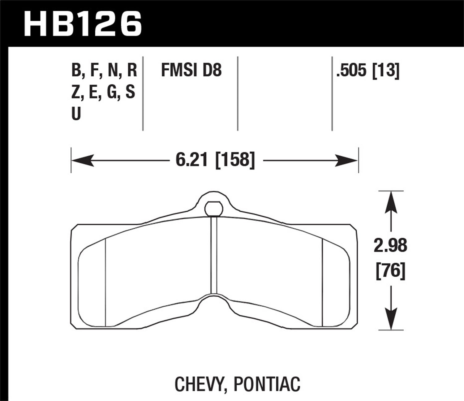 Hawk Performance Hb126z.505 Performance Ceramic Disc Brake Pad Fits Corvette