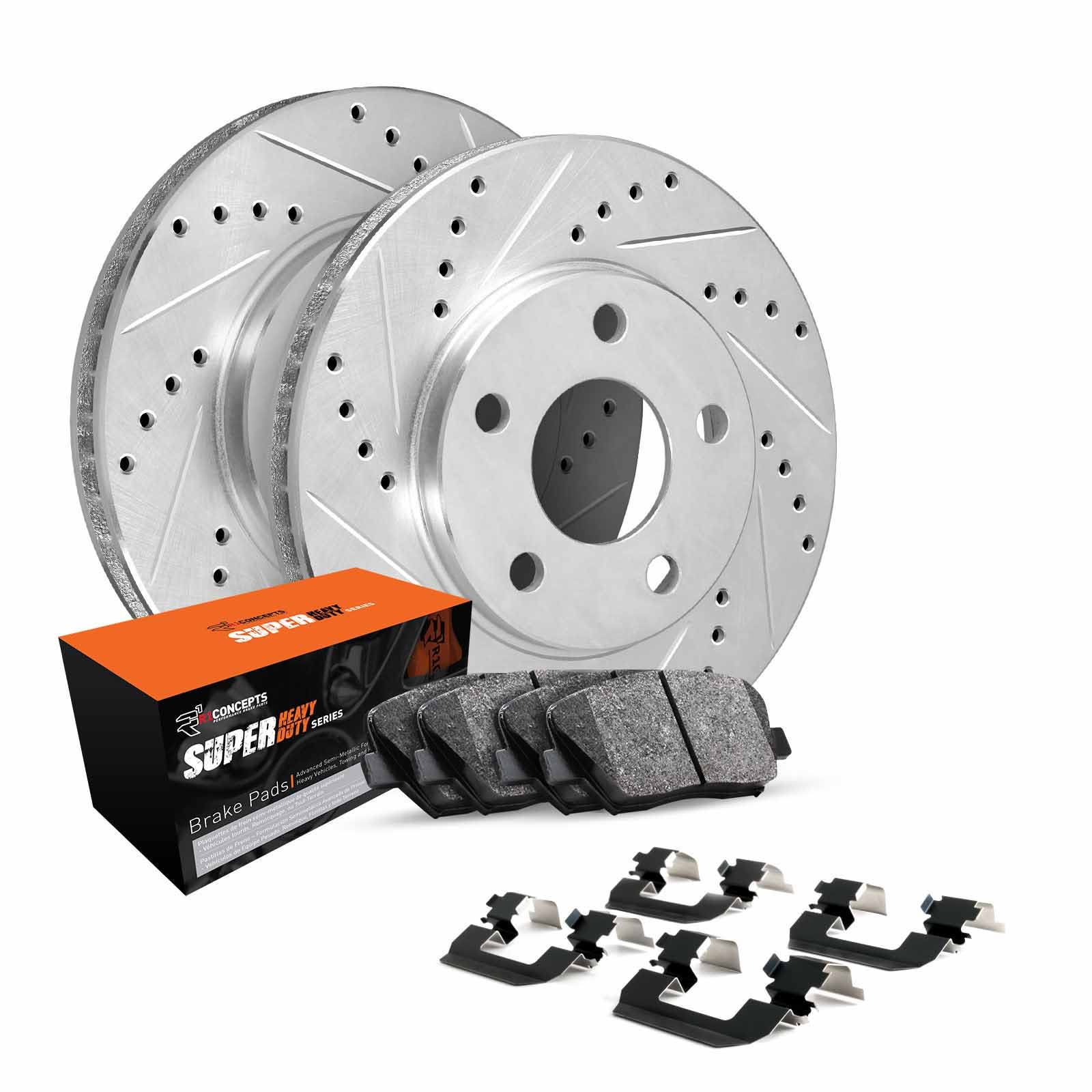 R1 Concepts Wgxh1-54008 R1 Brake Rotors - D/S - Silver W/ Sup Dty Pads & Hdw