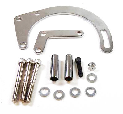 Racing Power Alternator Bracket, Driver Side, Low Mount, Block Mount, Steel,