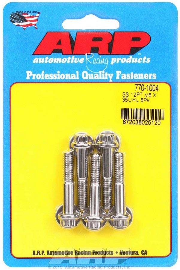 Arp 770-1004 Stainless Steel M6 X 1 Thread 35Mm Uhl 12-Point Bolt With 8Mm
