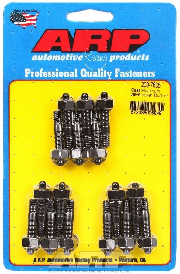 Arp 2007605 Valve Cover Studs With Hex Nuts, Chrome Moly Steel With Black Oxide