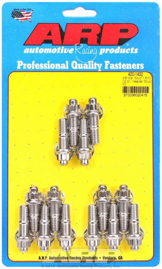 Arp 400-1400 3/8" X .750" Uhl Stainless Steel Header Stud Kit - 14 Piece Arp