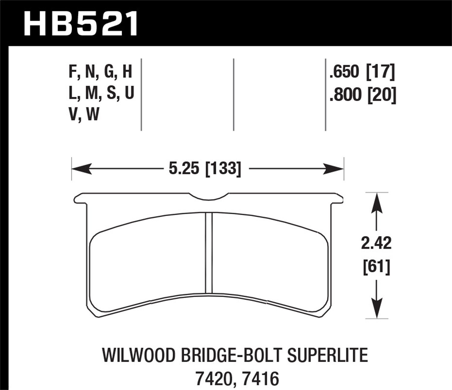 Hawk Performance Hb521m.800 Black Disc Brake Pad   Black Disc Brake Pad