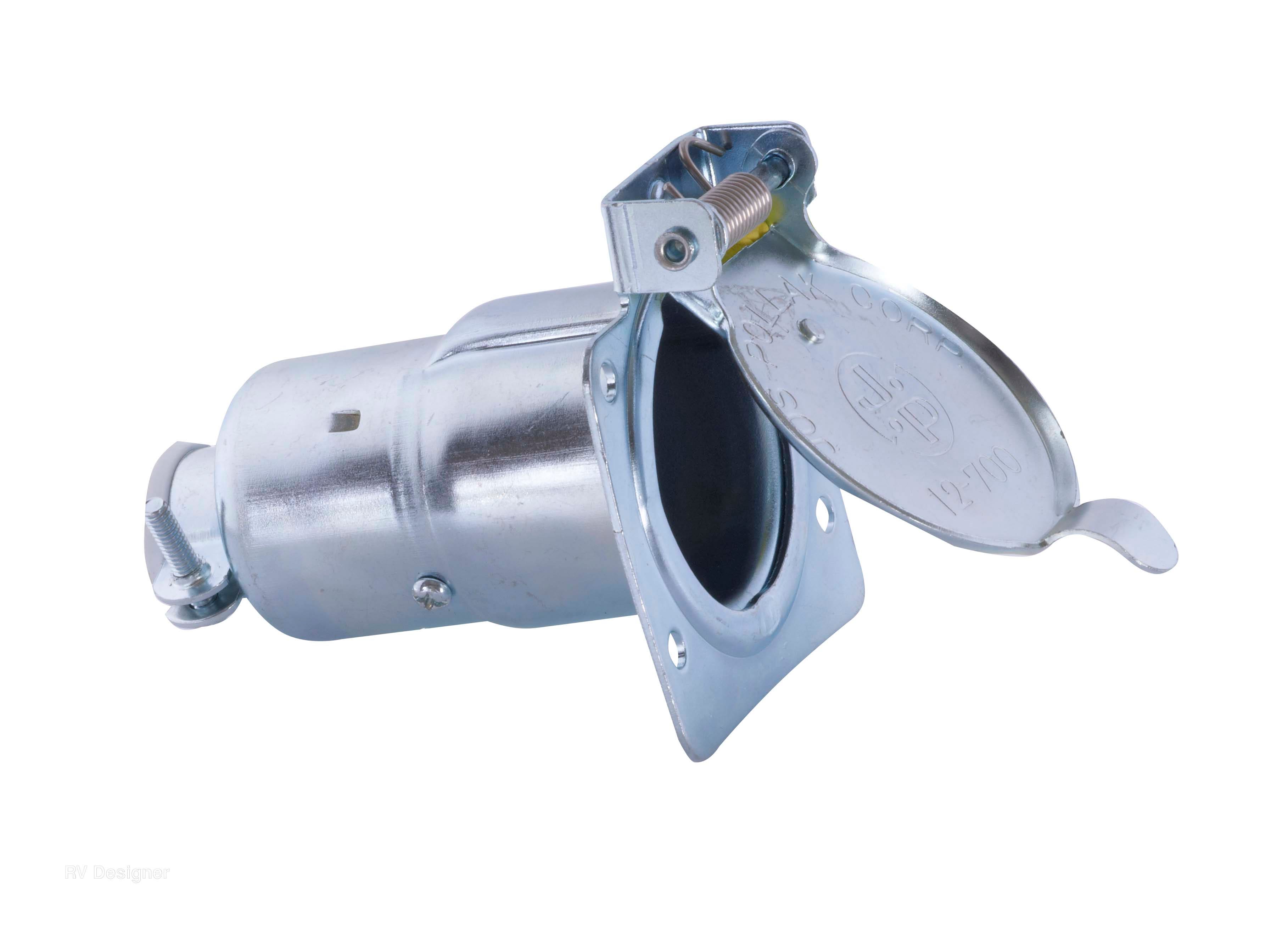 Rv Designer, P703, 7-Way Rv Socket Chrome Plated, Pollak   Trailer Wiring