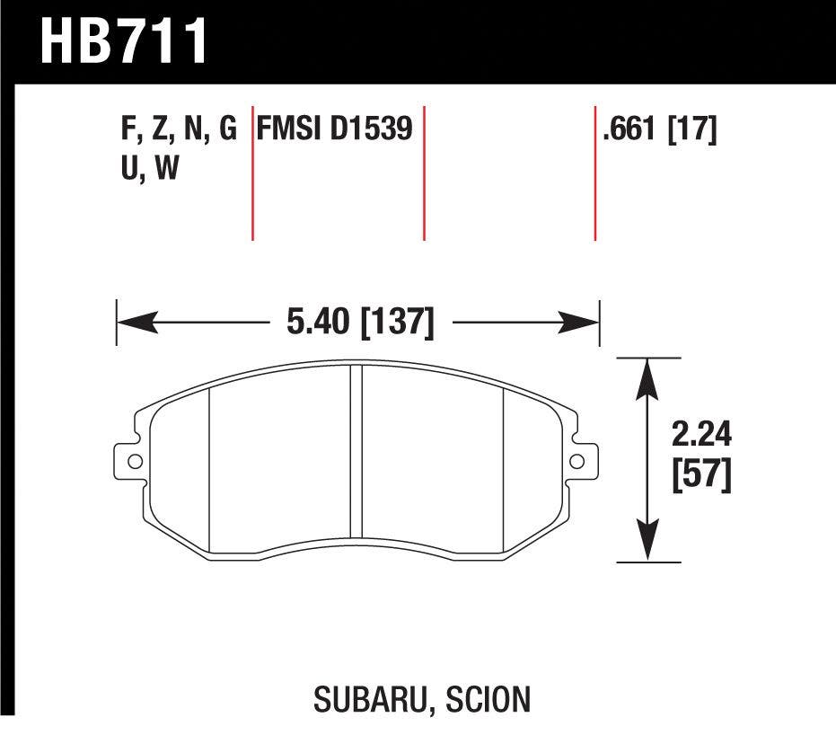 Hawk Performance Hb711f.661 Hps Disc Brake Pad   Brake Pad Hps Series;